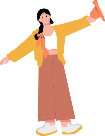 黄色清新女孩帽子旅游插画
