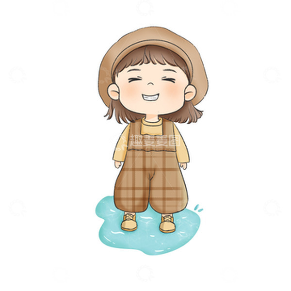 源文件下载【趣麦麦图】闭眼Q版可爱女生插画元素