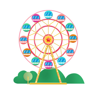 绿色清新摩天轮游乐园旅游
