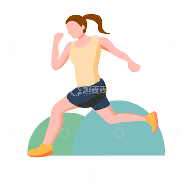 源文件下载【趣麦麦图】-扁平人物奔跑健身运动元素