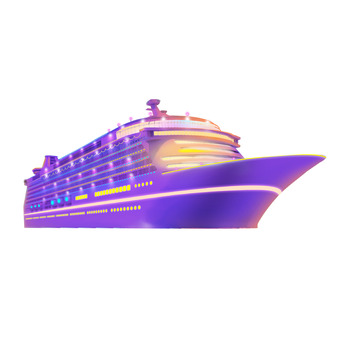 紫色豪华游轮旅游手绘图