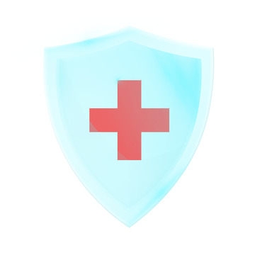蓝色透明医疗健康盾牌十字保护