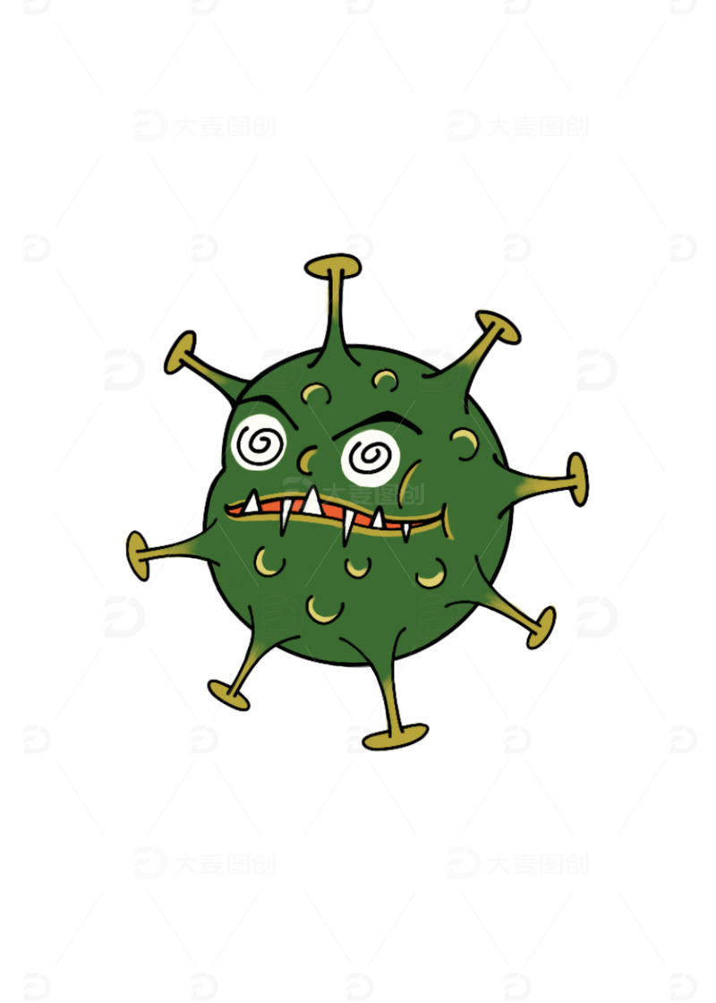绿色新冠病毒疫情战疫医疗卡通手绘