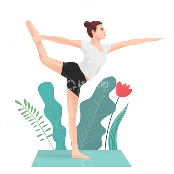 源文件下载【趣麦麦图】绿色简约瑜伽运动健身手绘图