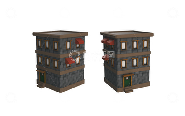 源文件下载【趣麦麦图】卡通可爱三维卡通建筑楼房带通道