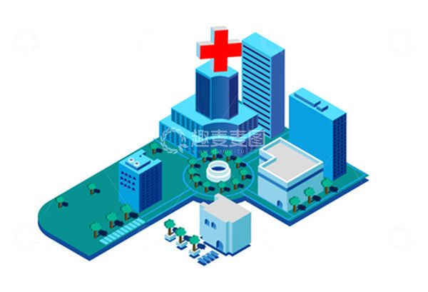 源文件下载【趣麦麦图】-蓝色2.5D科技建筑城市医院装饰元素