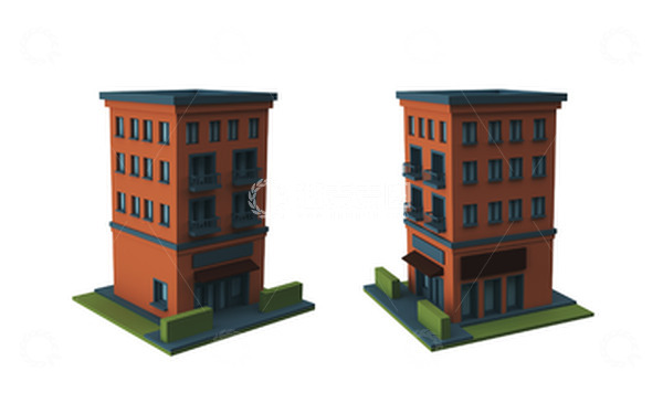 源文件下载【趣麦麦图】小清新三维卡通建筑小房子带通道