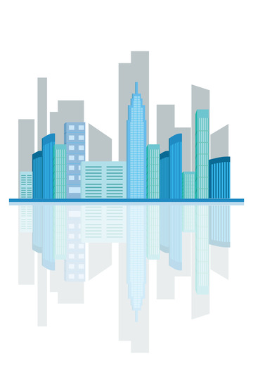 扁平建筑城市建筑高楼大厦