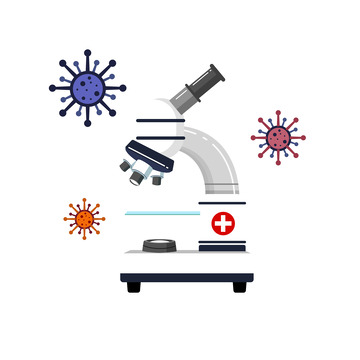 白色小清新扁平显微镜医疗元素