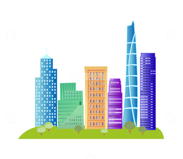 源文件下载【趣麦麦图】彩色卡通城市建筑图片