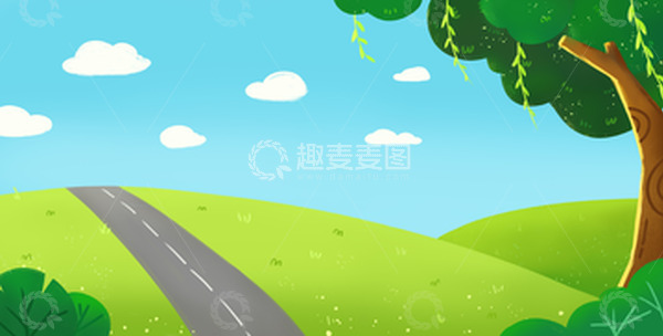 源文件下载【趣麦麦图】-绿色小清新春天郊游踏青手绘背景图