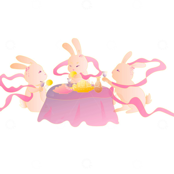 源文件下载【趣麦麦图】中秋节团圆团聚国潮渐变兔子