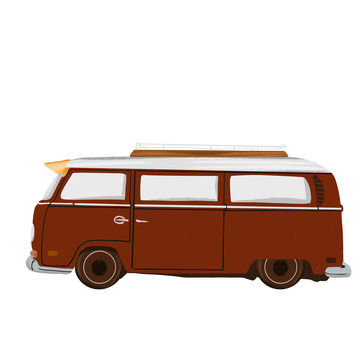 旅游旅行车自驾游手绘元素