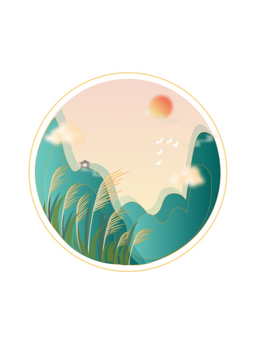 青绿色白露节气中国风秋天元素