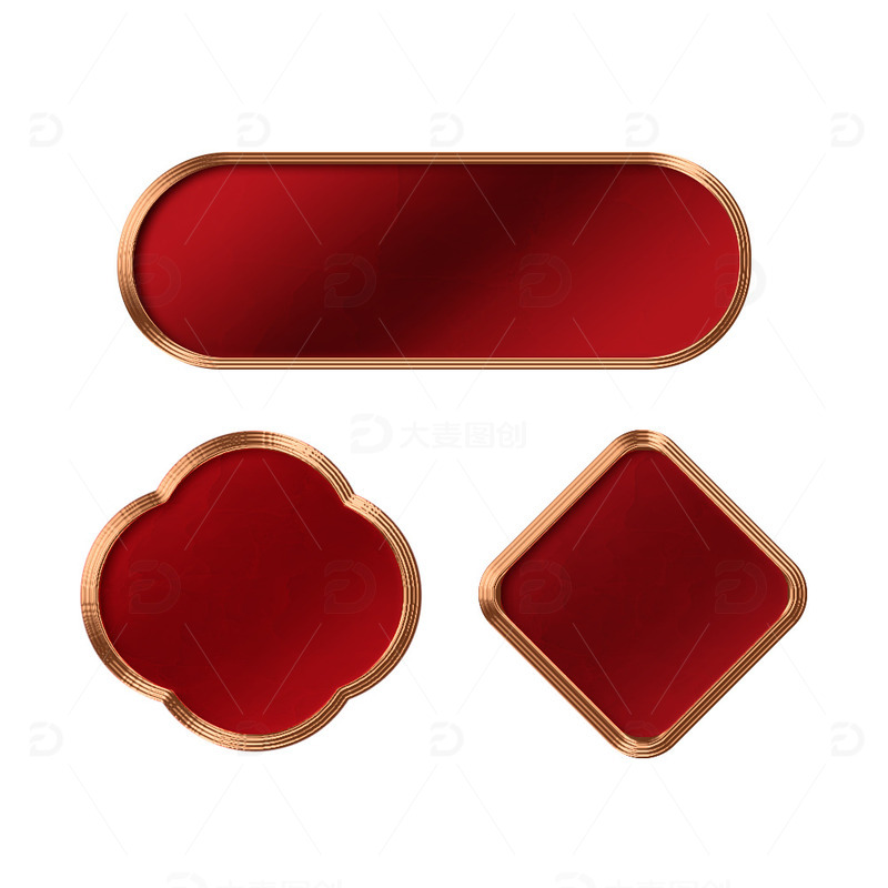 源文件下载【趣麦麦图】-金色红色新中式中国风渐变纹理图标框素材