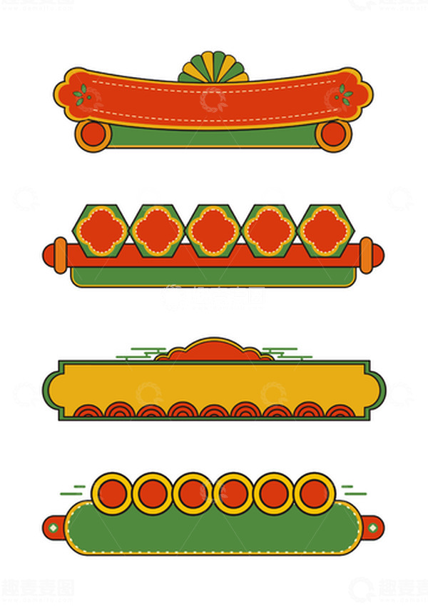 源文件下载【趣麦麦图】国庆节复古中式国潮边框装饰元素