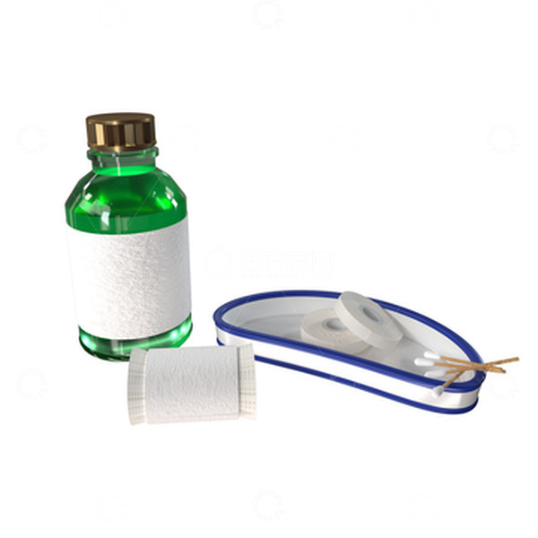 源文件下载【趣麦麦图】3D立体仿真纱布酒精棉签医疗用品