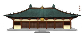 简约复古中式国潮旅游寺庙建筑高清分层大图