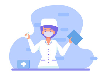 蓝色疫情防控护士医疗扁平人物素材