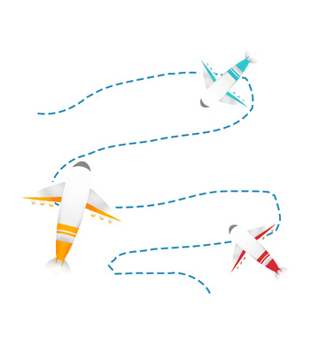 红黄蓝手绘旅行旅游卡通飞机卡通元素