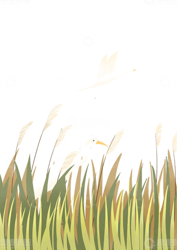 源文件下载【趣麦麦图】白鹭节气插画手绘元素