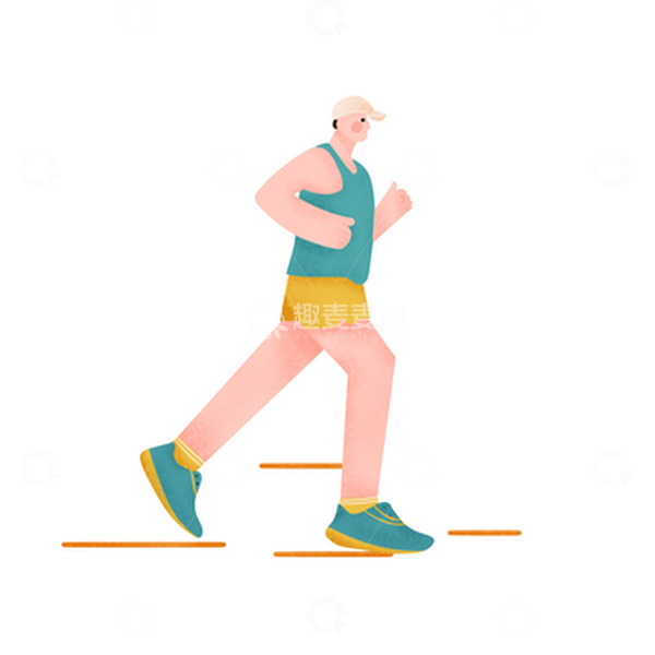 源文件下载【趣麦麦图】扁平人物跑步健身手绘元素