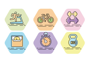 彩色卡通风格简约健身运动小图标