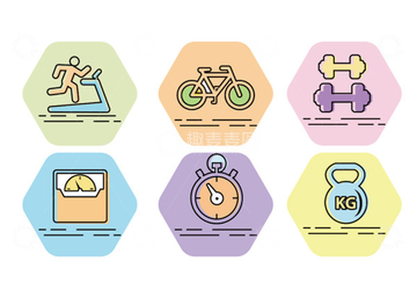 源文件下载【趣麦麦图】-彩色卡通风格简约健身运动小图标