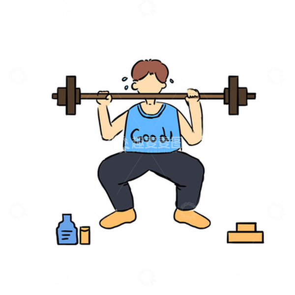 源文件下载【趣麦麦图】-卡通手绘健身人物举重动作动态