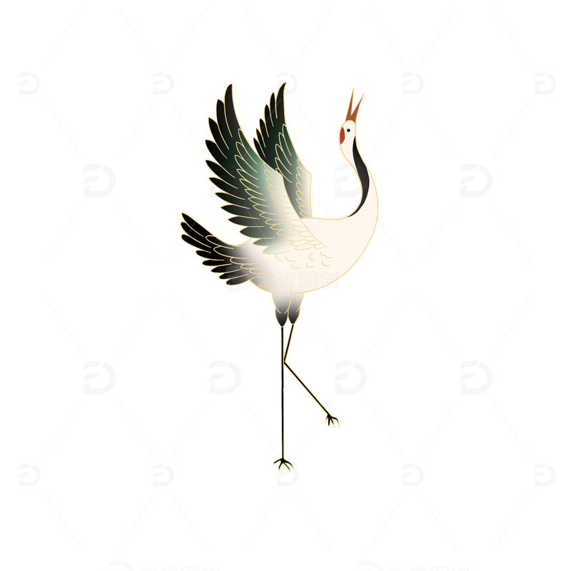 源文件下载【趣麦麦图】-国潮新中式仙鹤