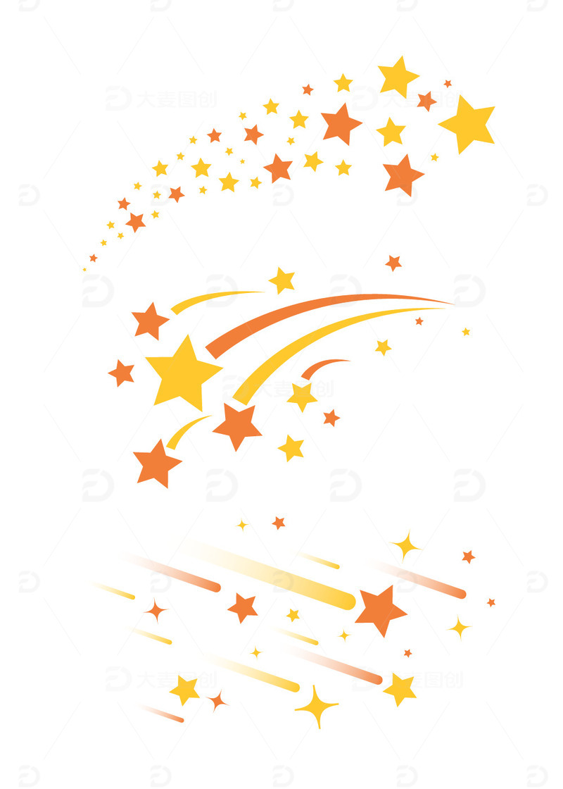 卡通可爱五角星流星夜空节日装饰