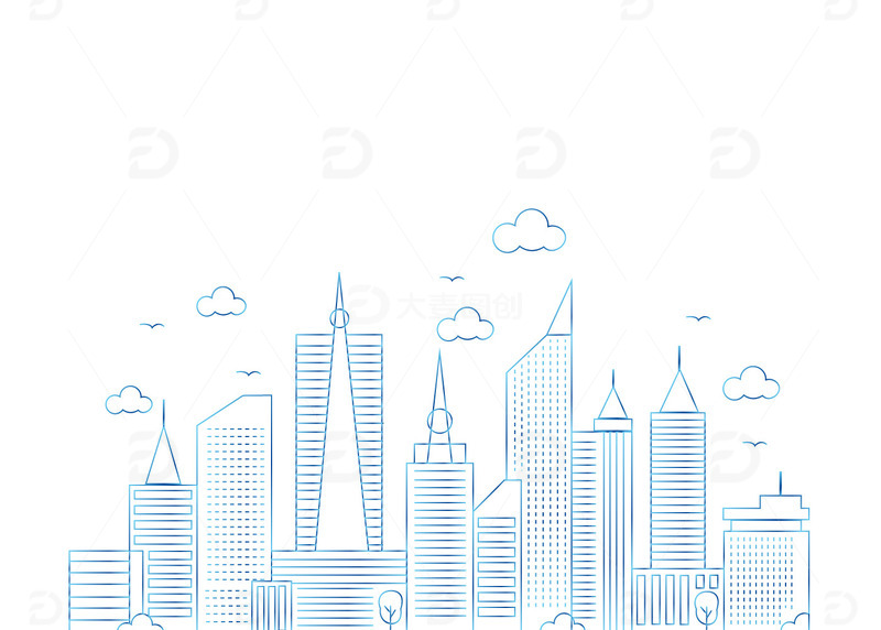 源文件下载【趣麦麦图】-城市背景建筑群科技感元素