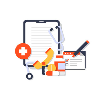 橙色扁平医疗元素