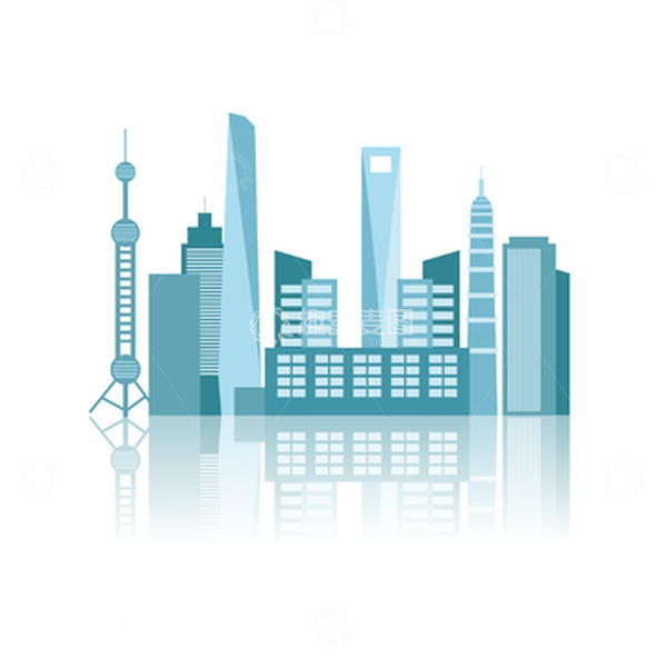 源文件下载【趣麦麦图】-蓝色扁平化城市建筑元素