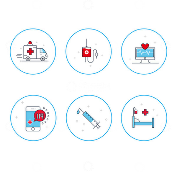 源文件下载【趣麦麦图】蓝色小清新医疗图标元素