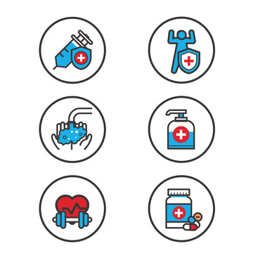 红蓝色简洁医疗图标