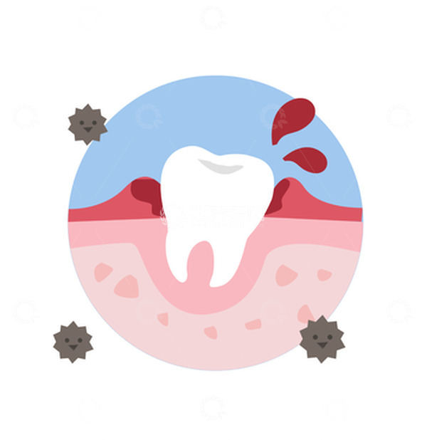 源文件下载【趣麦麦图】卡通手绘医疗器官牙齿出血损坏牙齿