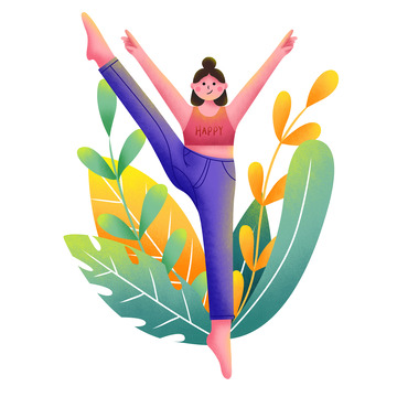 手绘健身运动噪点风插画