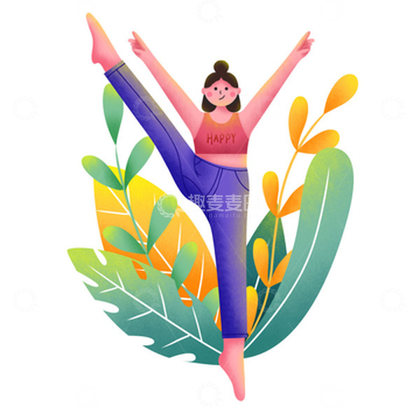 源文件下载【趣麦麦图】-手绘健身运动噪点风插画