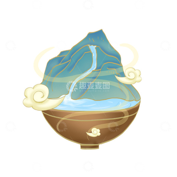 源文件下载【趣麦麦图】绿色山水国朝中秋元素