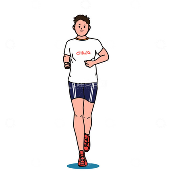 源文件下载【趣麦麦图】卡通人物运动跑步手绘插画