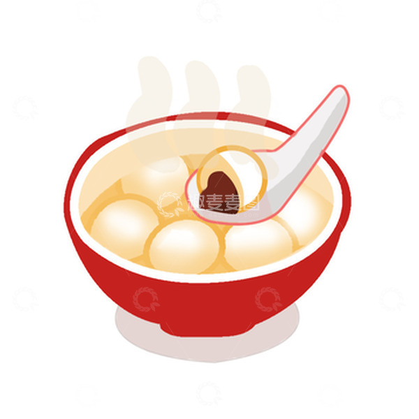 源文件下载【趣麦麦图】-红色食欲汤圆节日美食手绘图