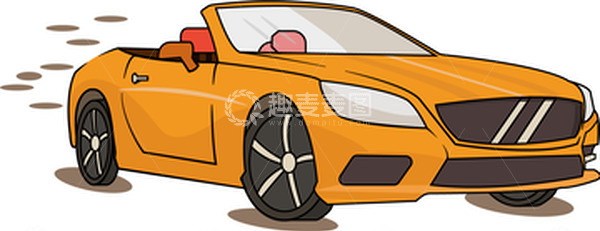 源文件下载【趣麦麦图】旅行 敞篷车 AI作品 橘色