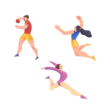 噪点肌理风卡通运动人物