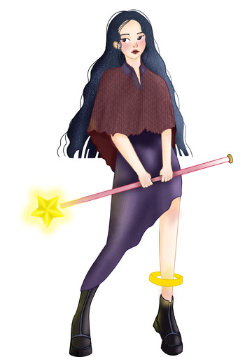 卡通手绘魔法少女