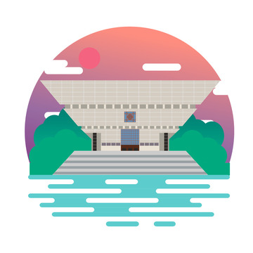 扁平风山西博物院城市建筑元素