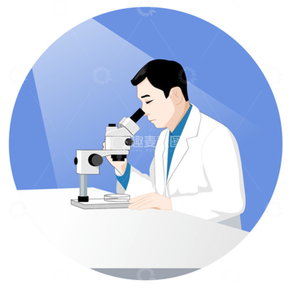 源文件下载【趣麦麦图】清新卡通显微镜医生研究医疗手绘图