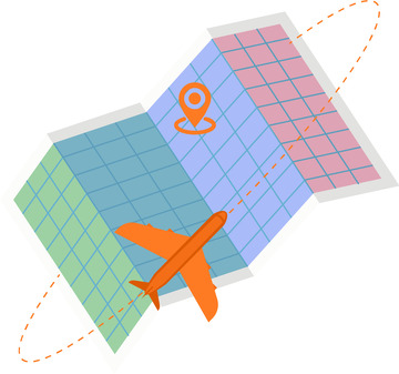 旅游地图自由行飞机飞行路线