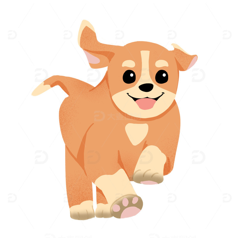 源文件下载【趣麦麦图】黃色扁平风可爱奔跑健身小狗手绘元素