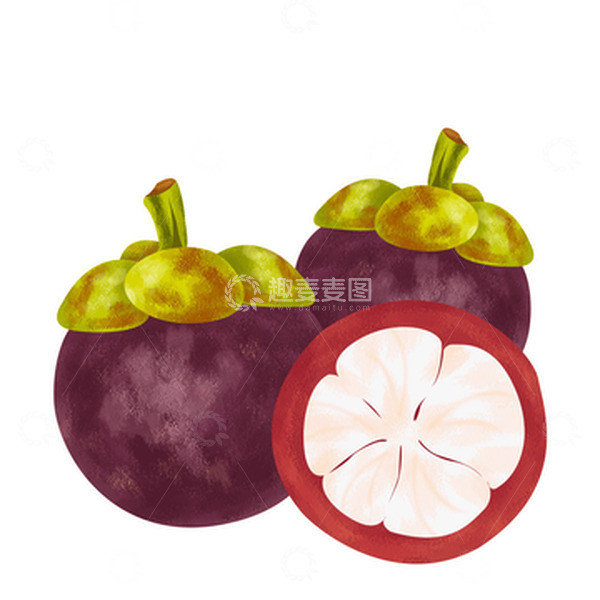 源文件下载【趣麦麦图】紫色山竹水果食物手绘素材